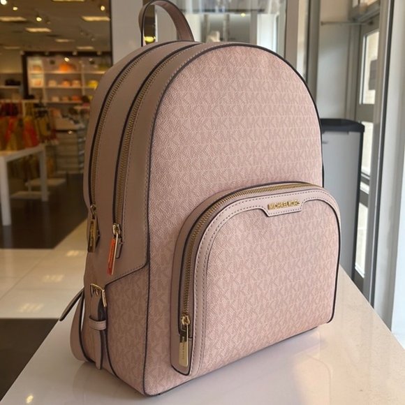 Michael Kors Jaycee Large Zip Pocket Backpack Dark Powder Blush - Picture 8 of 16